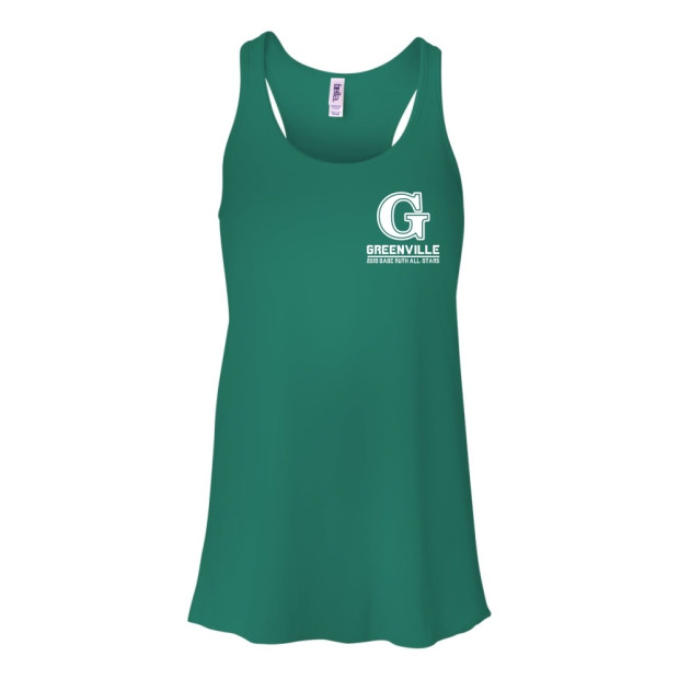 Green Flowy Tank Top | Left Chest Print | Babe Ruth Greenville All-Stars