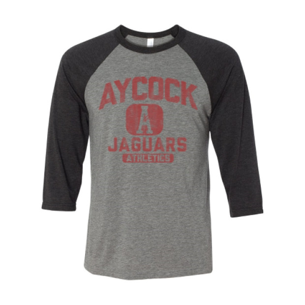 Distressed Aycock Jaguars Athletics - Unisex Three-Quarter Sleeve Baseball Raglan