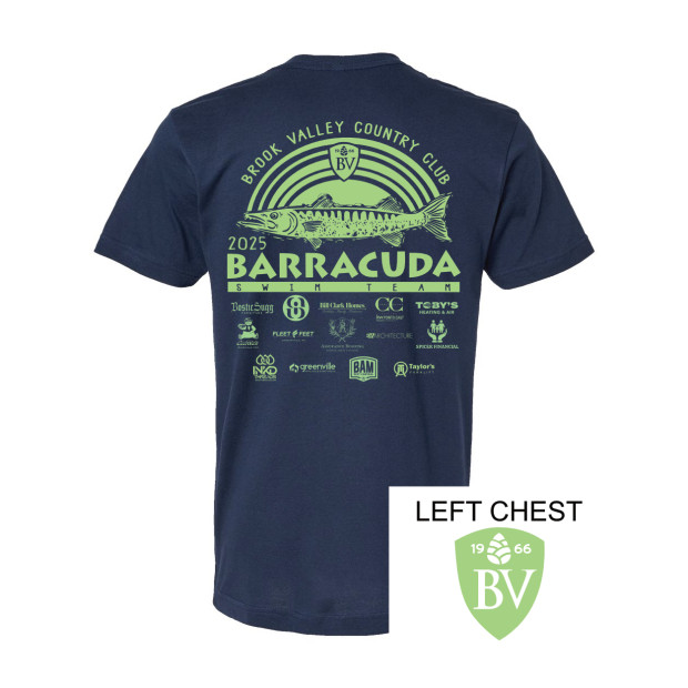 Brook Valley CC Barracuda Swim Team Cotton Tee | Sizes for Whole Family Brook Valley CC Barracuda Swim Team Cotton Tee | Sizes for Whole Family