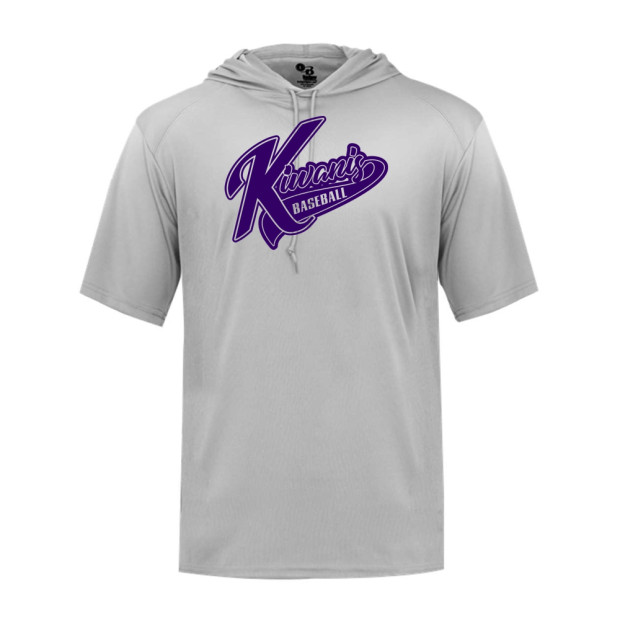 Kiwanis Baseball | Purple Script | Short-Sleeve Hooded Performance T-Shirt 