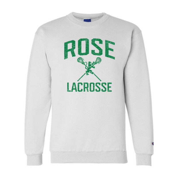 JH Rose Lacrosse | Distressed Rose Lacrosse Logo | Champion Powerblend® Crewneck Sweatshirt JH Rose Lacrosse | Distressed Rose Lacrosse Logo | Champion Powerblend® Crewneck Sweatshirt