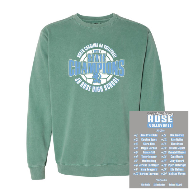 JH Rose Volleyball State Champions | Circle Design | Comfort Colors - Garment-Dyed Sweatshirt