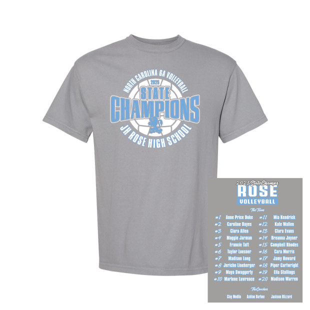 JH Rose Volleyball State Champions | Circle Design | Short-Sleeve Comfort Colors JH Rose Volleyball State Champions | Circle Design | Short-Sleeve Comfort Colors