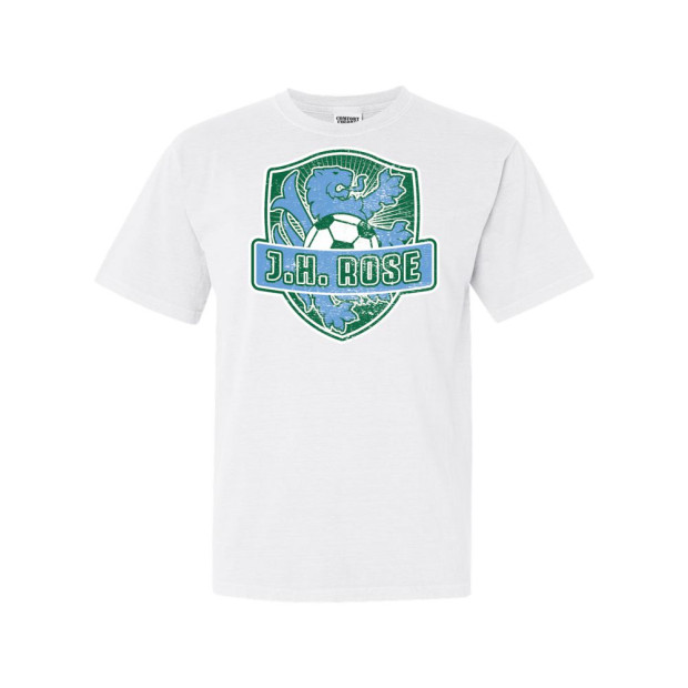 Rose Soccer | Distressed Rose Soccer Crest Logo | Short-Sleeve Comfort Colors