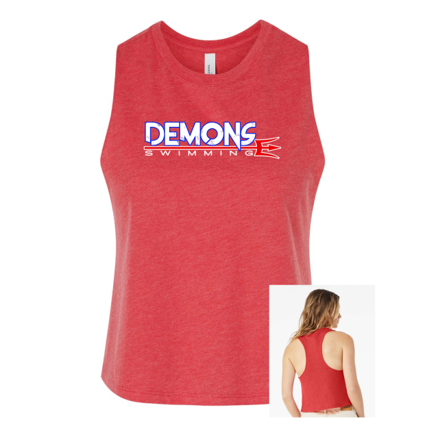 Darnestown Swim Team | Block Logo | Cropped Muscle Racerback Tank Top