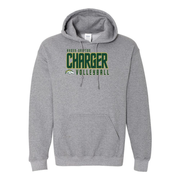 Ayden-Grifton Volleyball | Charger Word Logo | Cotton Hooded Sweatshirt