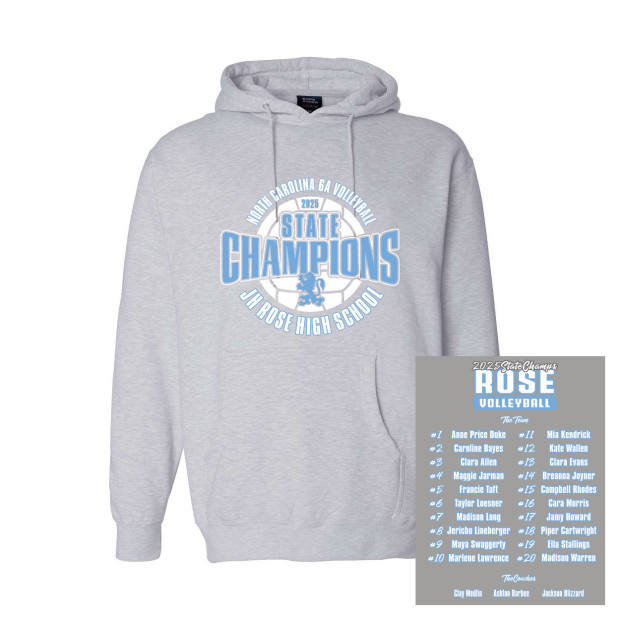 JH Rose Volleyball State Champions | Circle Design | Cotton Hooded Sweatshirt