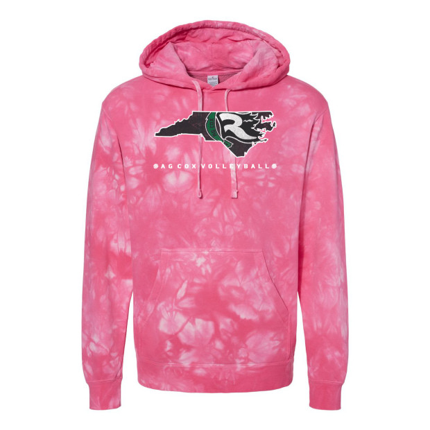 AG Cox Volleyball | Tie-Dyed Hooded Sweatshirt | Pink Out