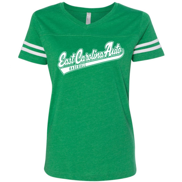 ECA Script Girls/Ladies Vintage Striped Tee | Heather White/Kelly