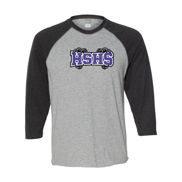 Holly Springs High School | Unisex Three-Quarter Sleeve Baseball Raglan | HSHS Claw Design