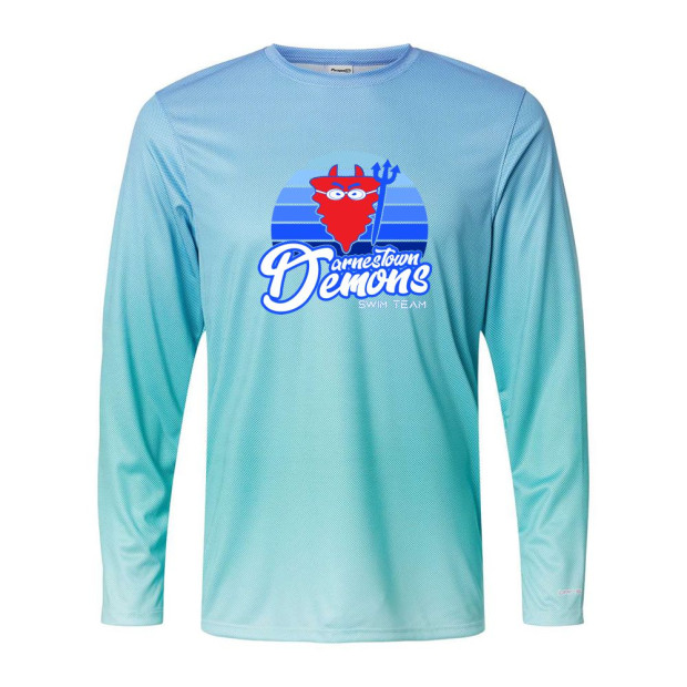Darnestown Swim Team | Sunset Logo | Barbados Performance Pin Dot Long Sleeve T-Shirt