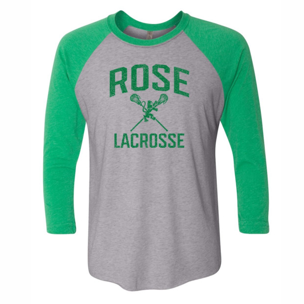 JH Rose Lacrosse | Unisex Raglan Triblend T-Shirt | Distressed Rose Lacrosse Logo JH Rose Lacrosse | Unisex Raglan Triblend T-Shirt | Distressed Rose Lacrosse Logo