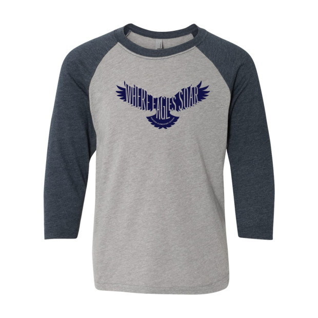 Blue Eagle | Eastern Elementary Raglan Sleeve Tee | Grey/Navy Blue Eagle | Eastern Elementary Raglan Sleeve Tee | Grey/Navy