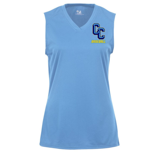 C&C Baseball Ladies Sleeveless V Neck Performance Tee | Small Logo C&C Baseball Ladies Sleeveless V Neck Performance Tee | Small Logo