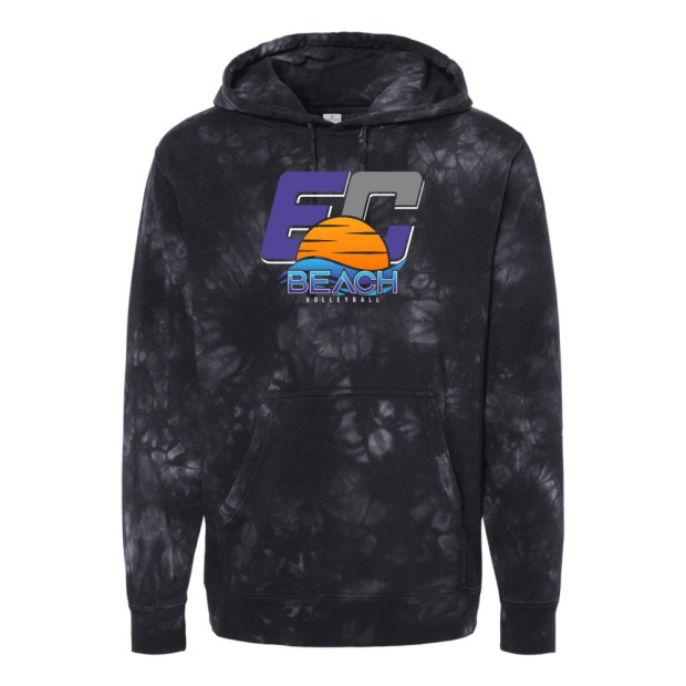 EC Beach | Unisex Midweight Tie-Dyed Hooded Sweatshirt | Rising Sun Logo