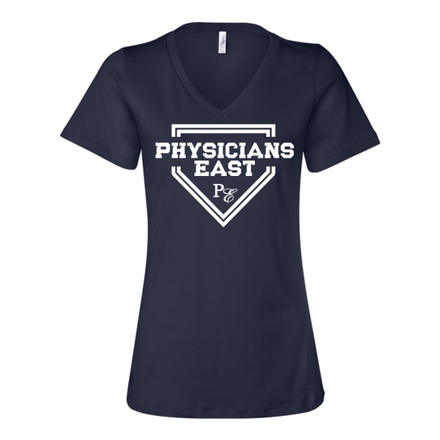Physicians East Baseball | Plate Design | Ladies V-Neck Tee
