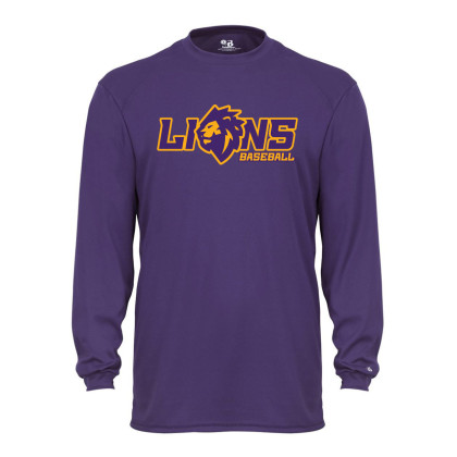 Lions Baseball | Lion Head Logo | Long-Sleeve Performance Tee