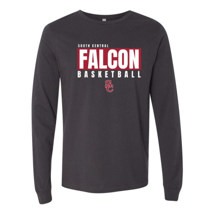 South Central Basketball | Falcon Word Logo | Long-Sleeve Cotton T-Shirt 
