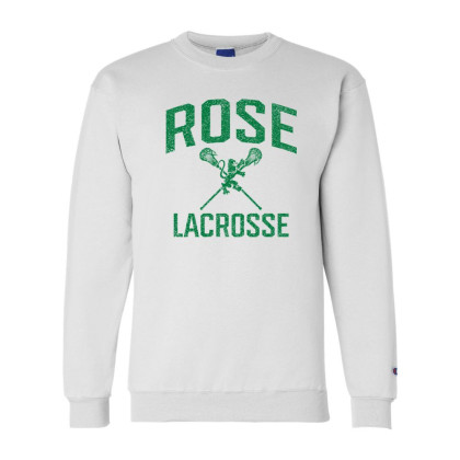 JH Rose Lacrosse | Distressed Rose Lacrosse Logo | Champion Powerblend® Crewneck Sweatshirt