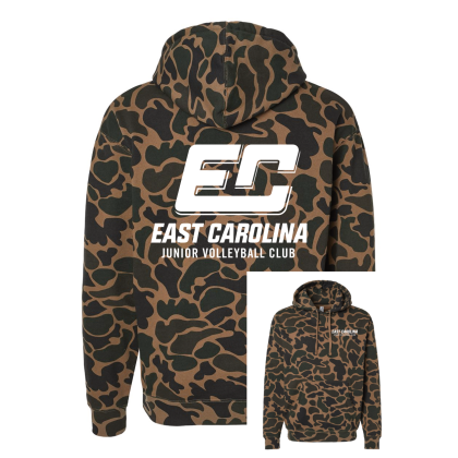 ECJVC | White ECJVC Logo | Duck Camo Hooded Sweatshirt 