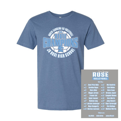 JH Rose Volleyball State Champions | Circle Design | Cotton T-Shirt