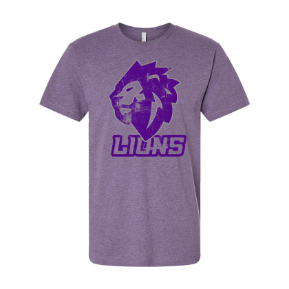 Lions Baseball | Distressed Lions Head | Cotton Tee