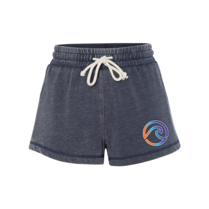 EC Beach | Women’s Enzyme-Washed Rally Shorts | Orange Wave
