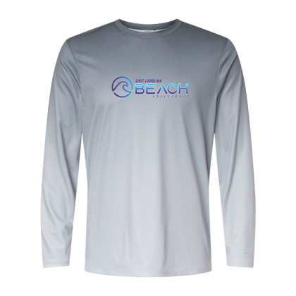 EC Beach | BARBADOS LONG SLEEVE GRADIENT PRINT PERFORMANCE TEE | Blue Wave Logo