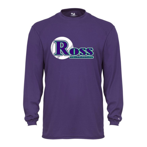 Ross Baseball Long-Sleeve Performance Tee | Full Front Logo