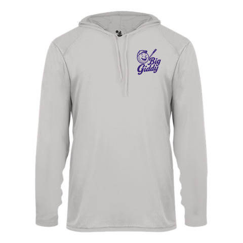 Big Giddy | Small Purple Logo | Hooded Long-Sleeve Performance Tee
