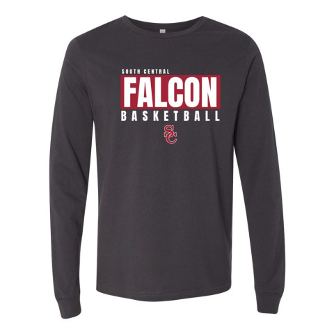 South Central Basketball | Falcon Word Logo | Long-Sleeve Cotton T-Shirt 