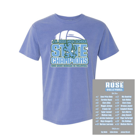 JH Rose Volleyball State Champions | Rampant State | Short-Sleeve Comfort Colors