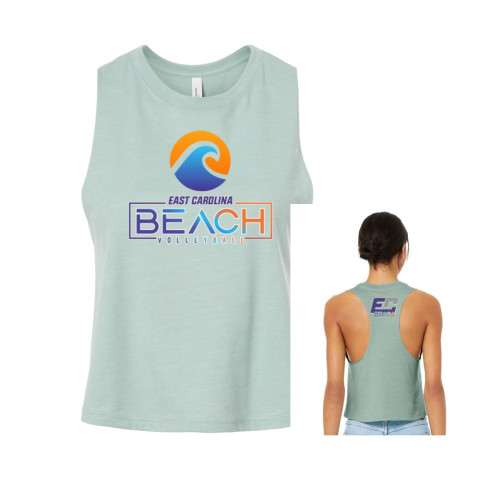 EC Beach | Women's Racerback Cropped Tank | Big Wave Logo