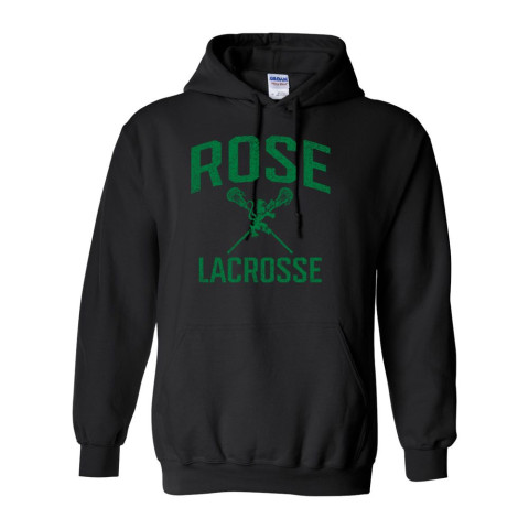 JH Rose Lacrosse | Cotton Hooded Sweatshirt | Distressed Rose Lacrosse Logo | Multiple Colors