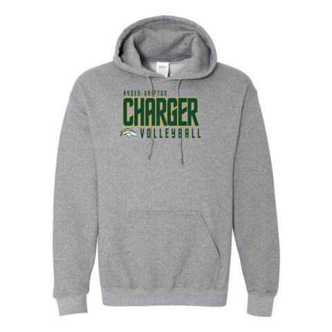 Ayden-Grifton Volleyball | Charger Word Logo | Cotton Hooded Sweatshirt