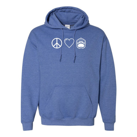 WH Robinson Cotton Hooded Sweatshirt | Peace, Love, Bears Logo | Multiple Colors