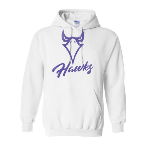 Holly Springs High School | Cotton Hooded Sweatshirt | Distressed Hawks Design
