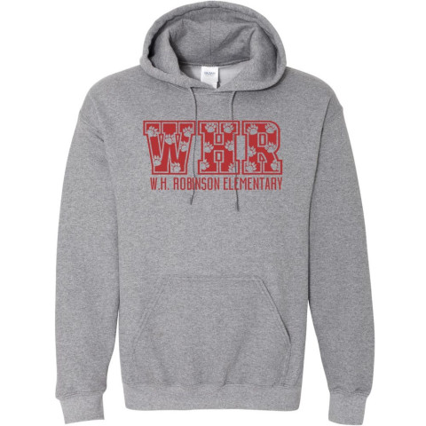 WH Robinson Cotton Hooded Sweatshirt | WHR PAWS Logo | Heather Grey