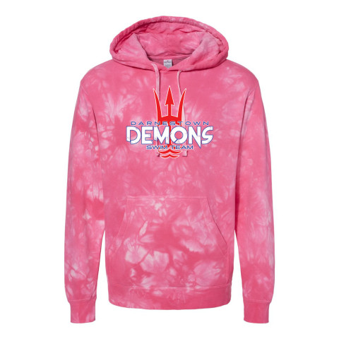 Darnestown Swim Team | Block Logo | Unisex Midweight Tie-Dyed Hooded Sweatshirt