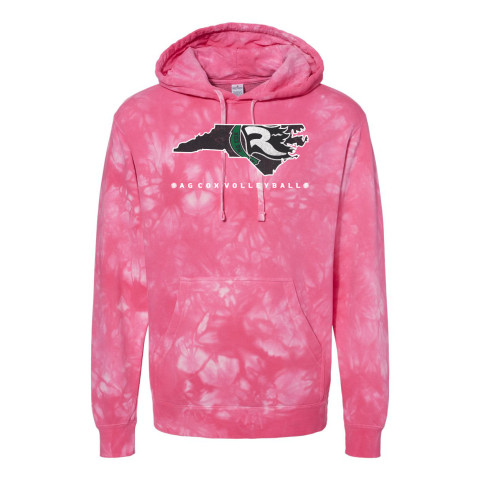 AG Cox Volleyball | Tie-Dyed Hooded Sweatshirt | Pink Out