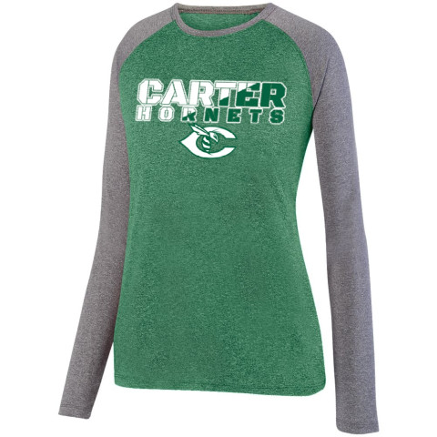 Carter Hornets Slash Design Long-Sleeve Ladies Performance Raglan T-Shirt | Multiple Colors