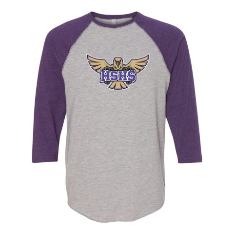 Holly Springs High School | Unisex Three-Quarter Sleeve Baseball Raglan | HSHS Hawk Design