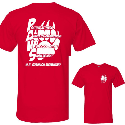 WH Robinson Cotton Tee | Paws Front/Back Logo | Multiple Colors
