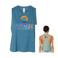 EC Beach | Women's Racerback Cropped Tank | Big Wave Logo