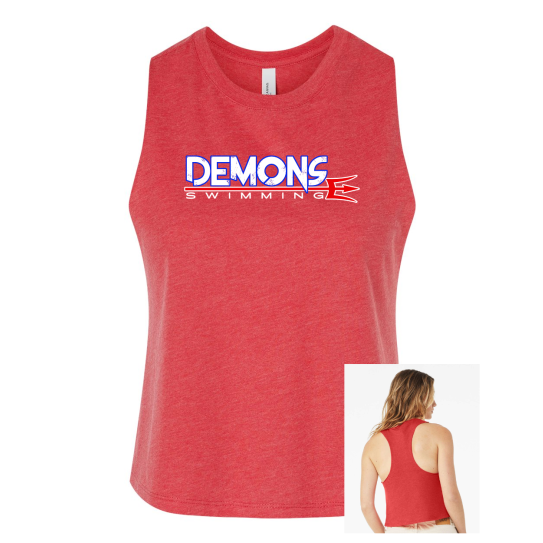 Darnestown Swim Team | Block Logo | Cropped Muscle Racerback Tank Top