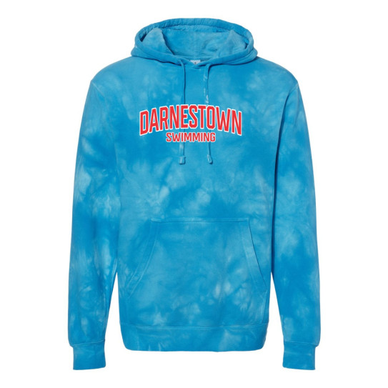 Darnestown Swim Team | Arch Logo | Unisex Midweight Tie-Dyed Hooded Sweatshirt