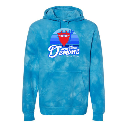 Darnestown Swim Team | Sunset Logo | Unisex Midweight Tie-Dyed Hooded Sweatshirt