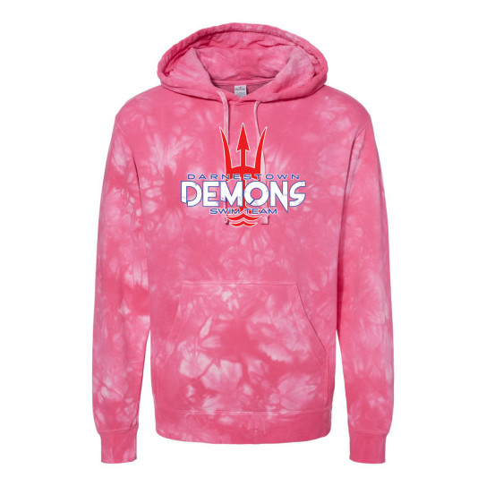 Darnestown Swim Team | Block Logo | Unisex Midweight Tie-Dyed Hooded Sweatshirt