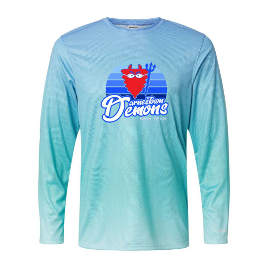 Darnestown Swim Team | Sunset Logo | Barbados Performance Pin Dot Long Sleeve T-Shirt
