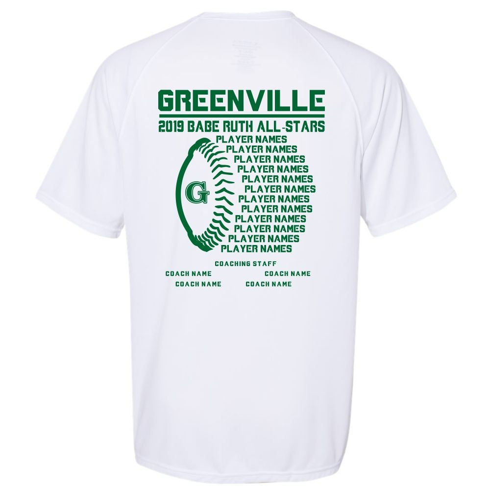 Ladies White Performance Top | Left Chest Print | Babe Ruth Greenville All-Stars